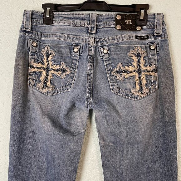 Miss Me Jeans Women’s 30 Bootcut JP5519B Cross Embroidered Flap Pockets Medium W - Picture 5 of 14
